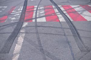 skid marks on road