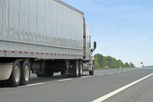 Semi Truck Travelling On Interstate Highway