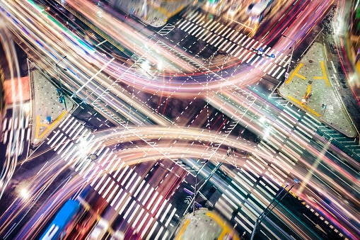 modern city light trails