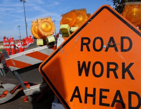 road work ahead sign