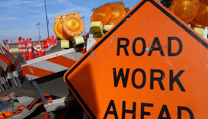 road work ahead sign