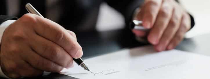 signing a document