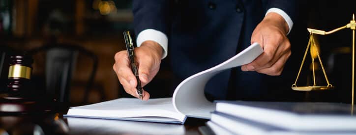 Lawyer reviewing documents